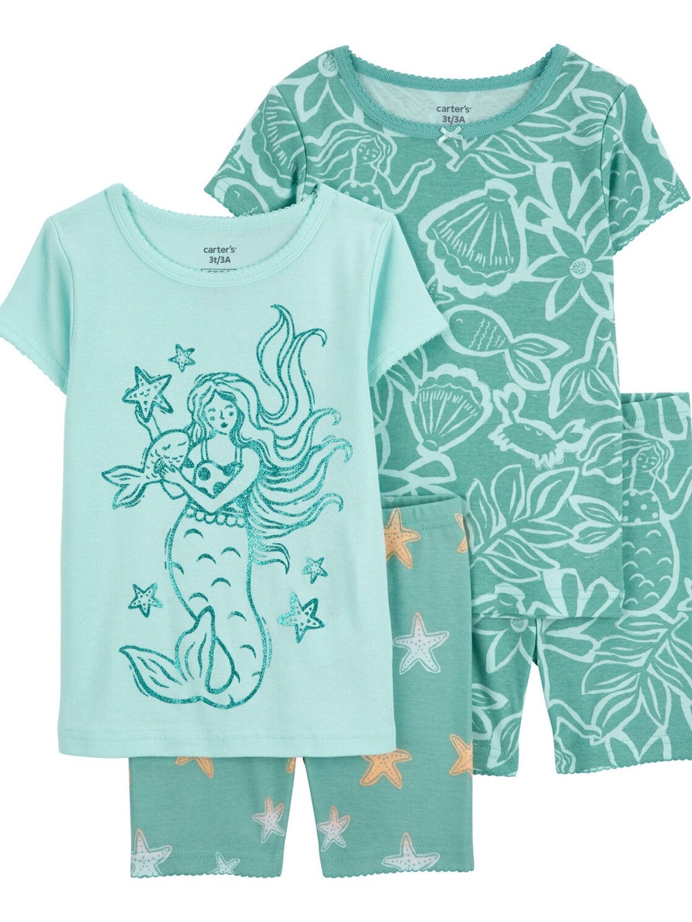 Carter's Teal & Aqua Mermaid Short-Sleeve 2-Pack Pajama Set